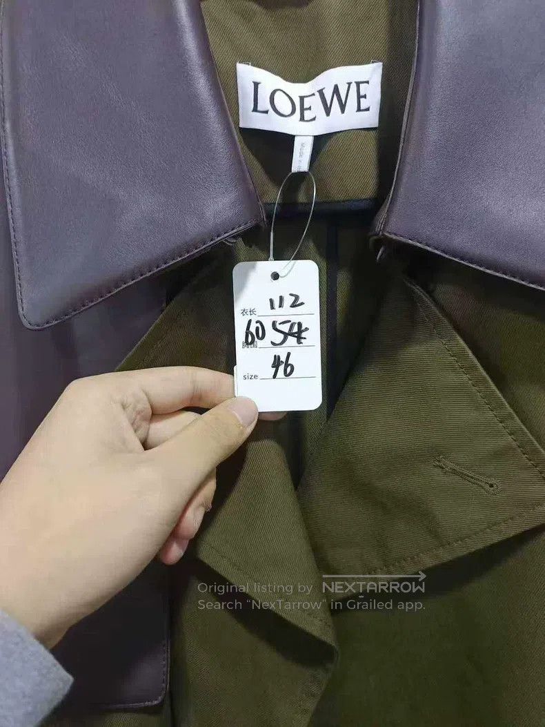 Loewe Loewe Military green leather-trimmed coat Size US S / EU 44-46 / 1 - 9 Thumbnail