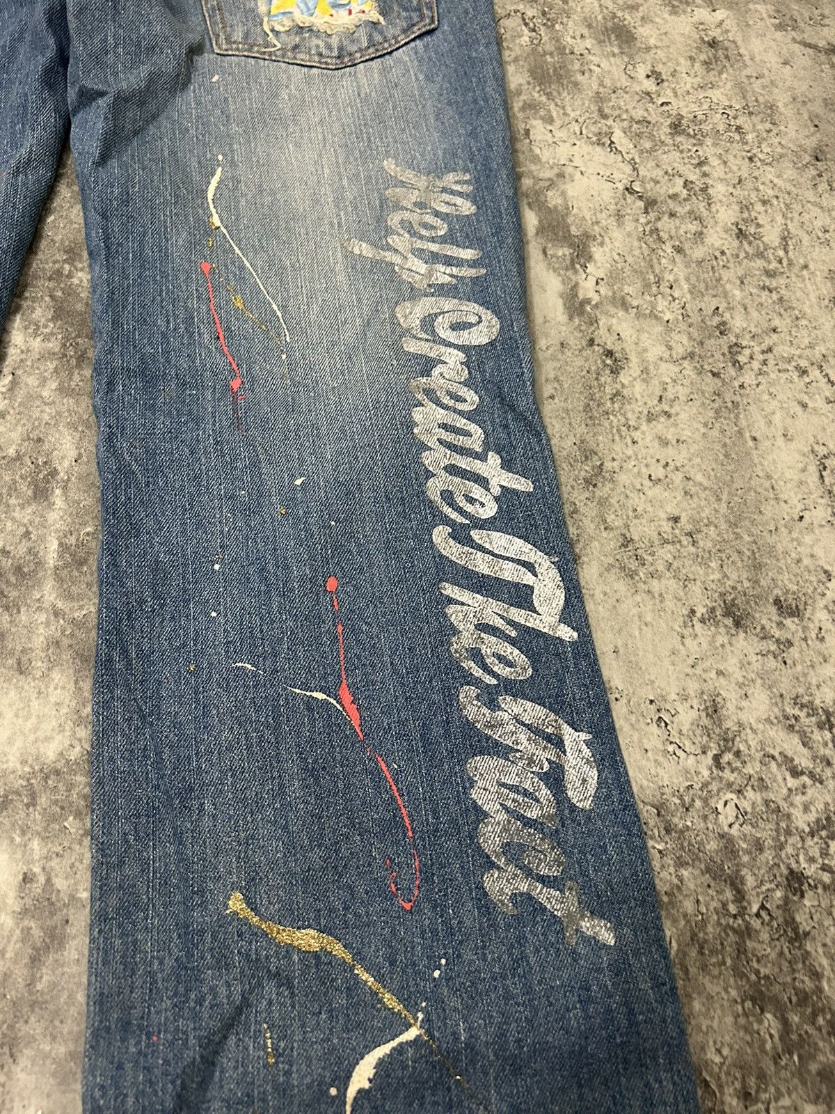 Hysteric Glamour Daily News Double Waist Paint Free Scope Distressed Jeans Size US 32 / EU 48 - 8 Thumbnail