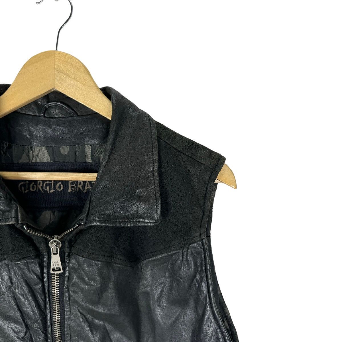 Giorgio Brato 🌟GIORGIO BRATO ITALY CAMO INSIDE LEATHER VEST Size US M / EU 48-50 / 2 - 4 Thumbnail