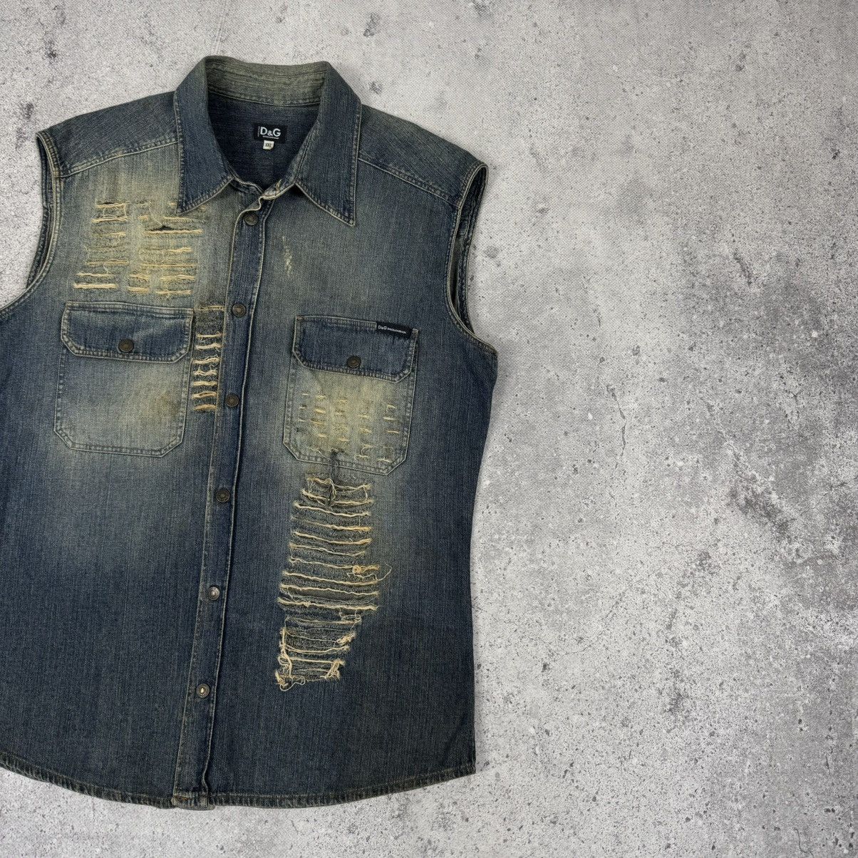 Dolce & Gabbana × Vintage Vintage Dolce & Gabbana Distressed Denim Shirt Vest Size US M / EU 48-50 / 2 - 3 Thumbnail