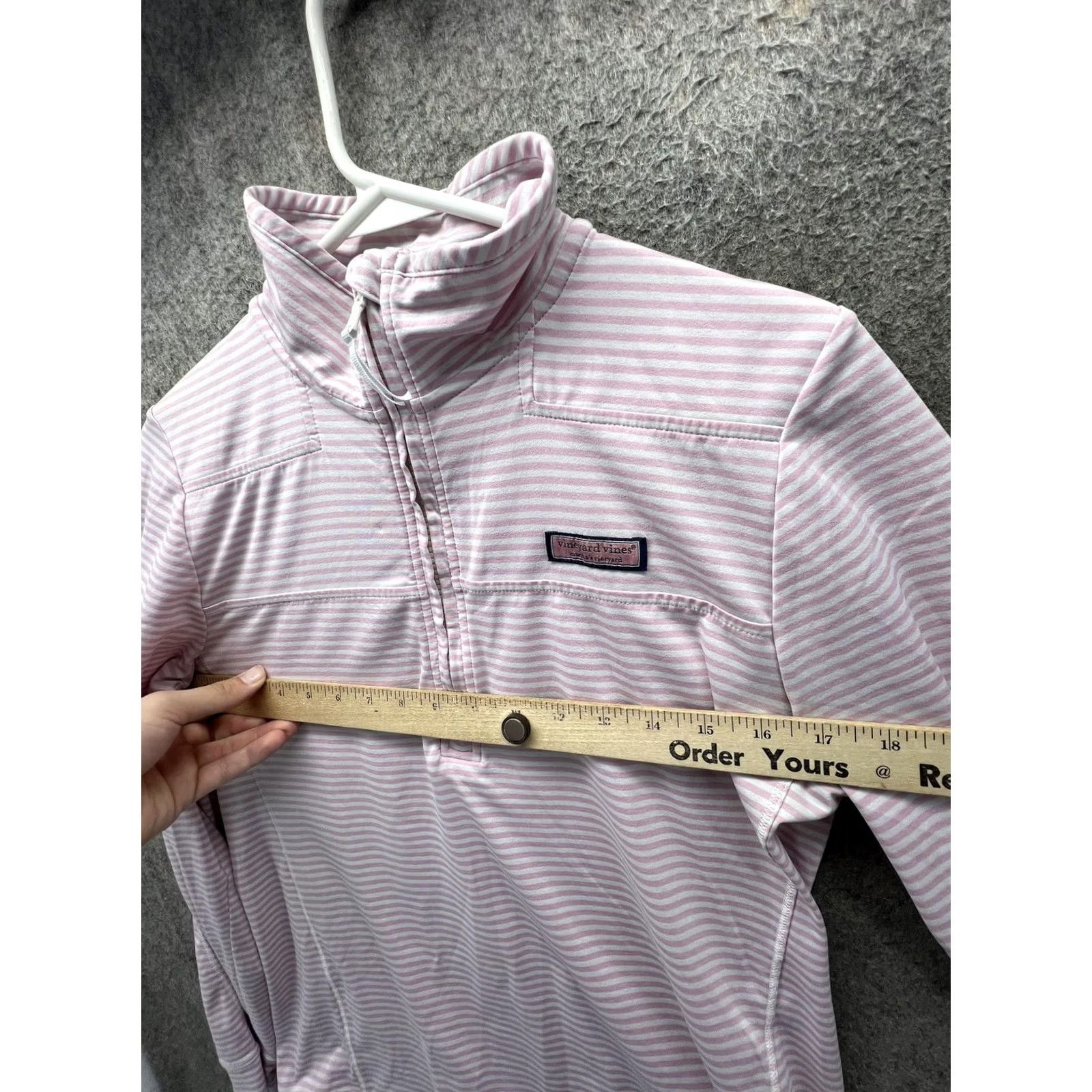 Vineyard Vines Vineyard Vines Shirt Womens Small Pink Stripe Mock Neck 1/4 Zip Jersey Top Size S / US 4 / IT 40 - 6 Thumbnail