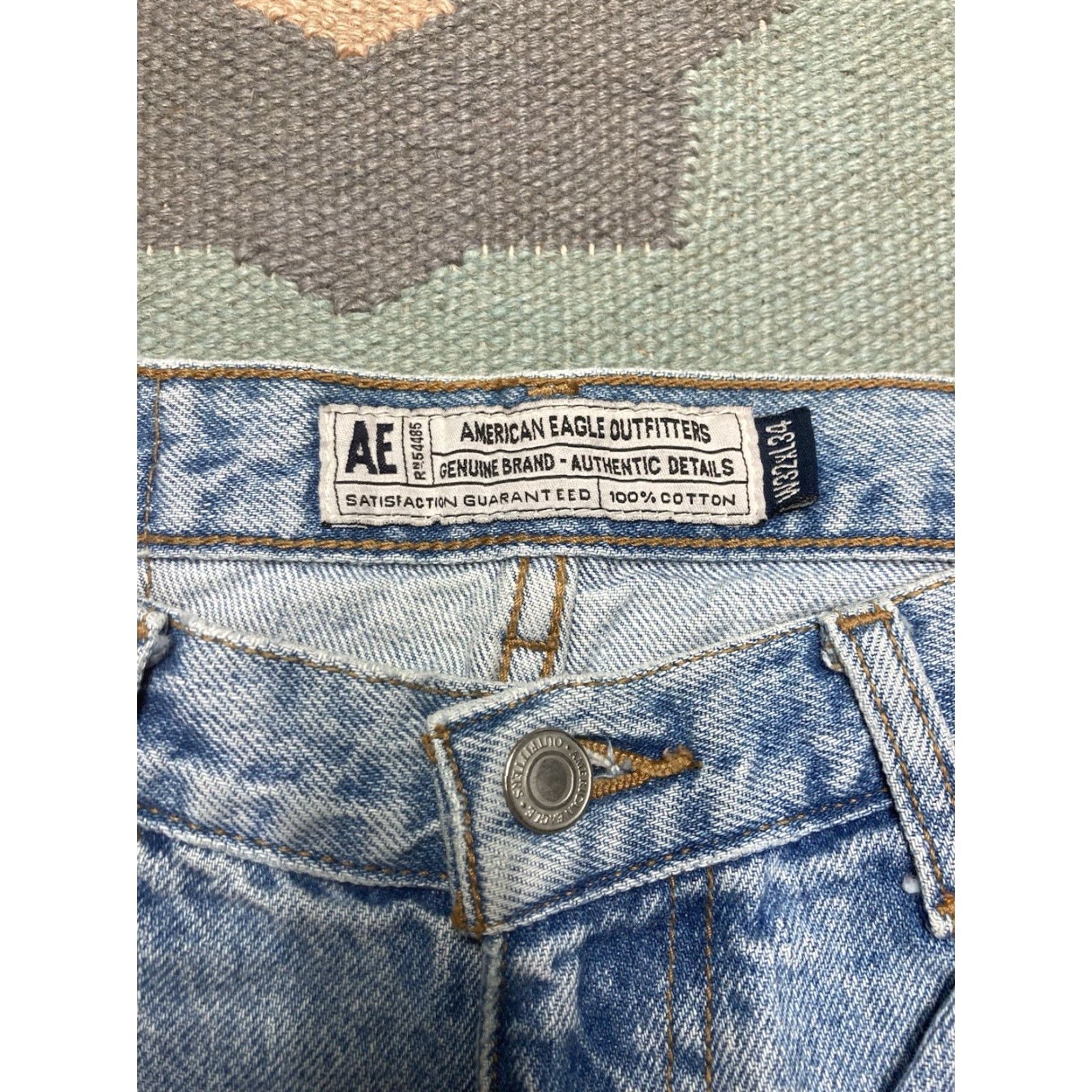 American Eagle Outfitters VINTAGE American Eagle Jeans Blue Denim Light Wash Straight Leg 31x34 Men Baggy Skater Size US 31 - 4 Thumbnail