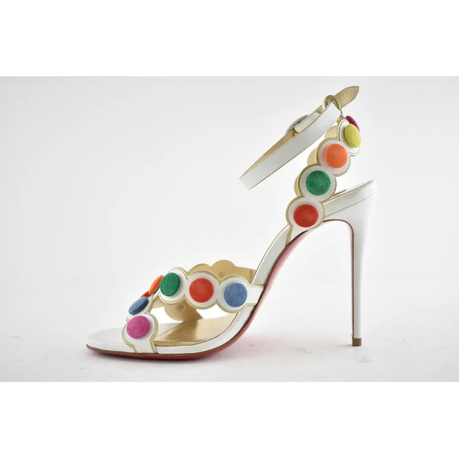Christian Louboutin Smartissima 100 White Mult Ankle Strap Sandal Heel Pump 38.5 Size US 8.5 / IT 38.5 - 8 Thumbnail