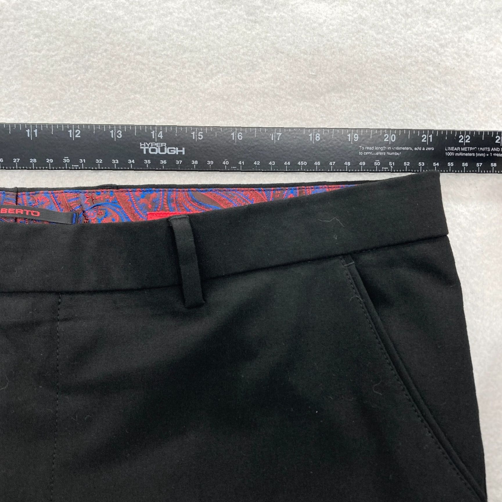 Vintage Alberto Ceramica George Dress Pants Mens 42x28 Black Modern Fit Stretch Casual Dress Pants Mens 42 Black Regular Pockets Slashes Size US 42 / EU 58 - 6 Thumbnail