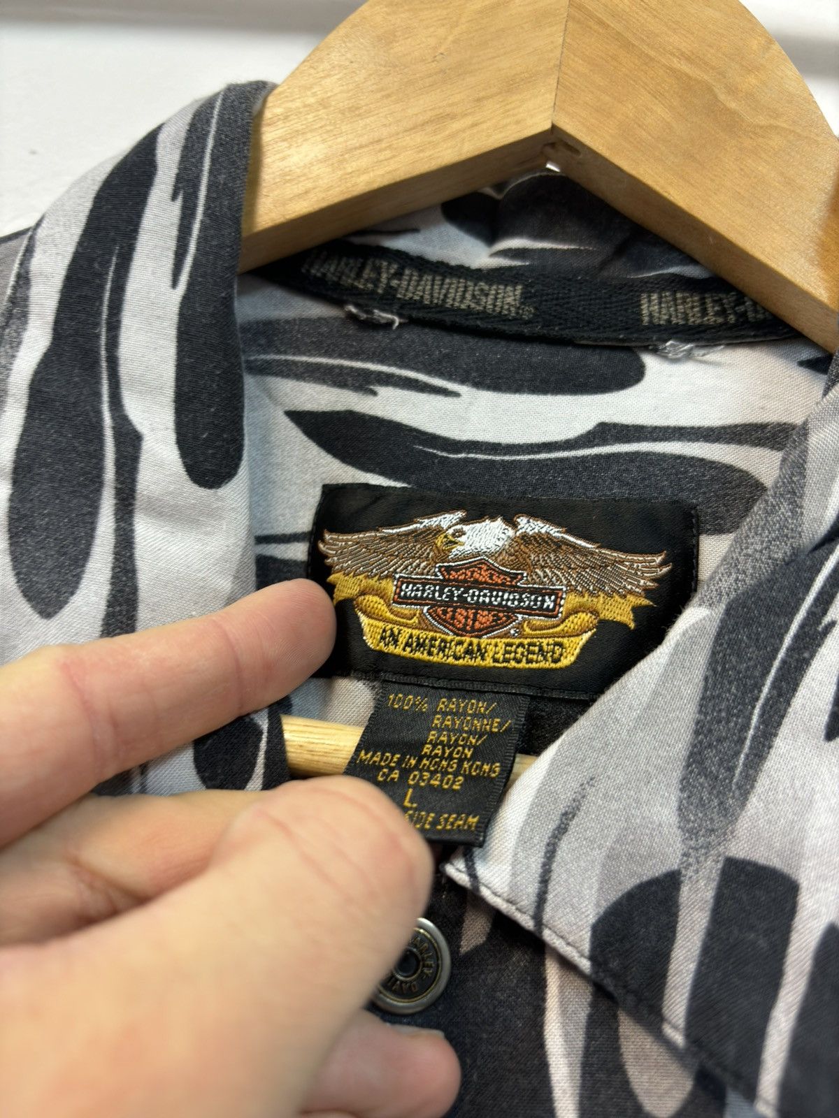 Harley Davidson × Vintage Crazy Vintage 90s Harkey Davidson Flames Work Shirt Y2K Rare Size US L / EU 52-54 / 3 - 5 Thumbnail