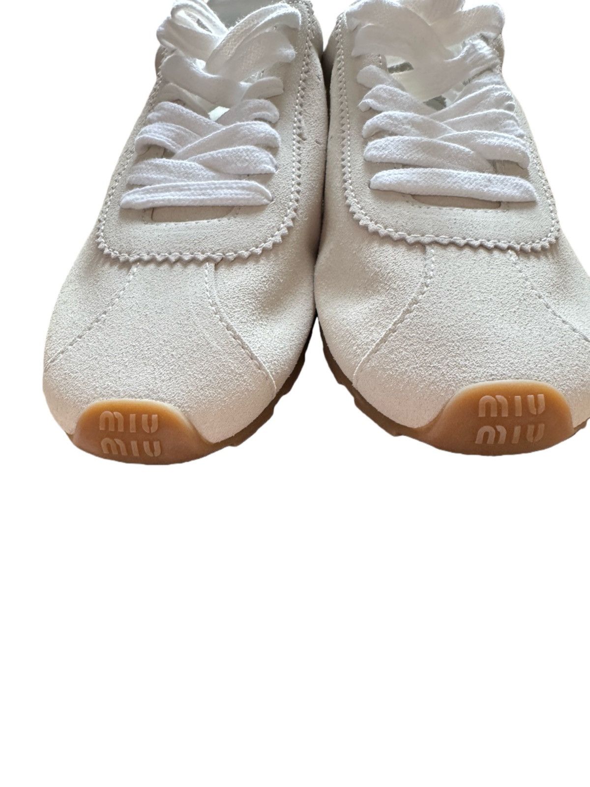 Miu Miu Miu Miu plume suede white sneakers Size US 8 / IT 38 - 6 Thumbnail