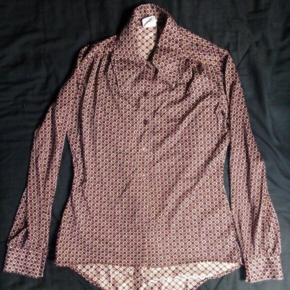 Other Vintage Montgomery Ward Tiles Polyester Disco Shirt Size US S / EU 44-46 / 1 - 2 Thumbnail