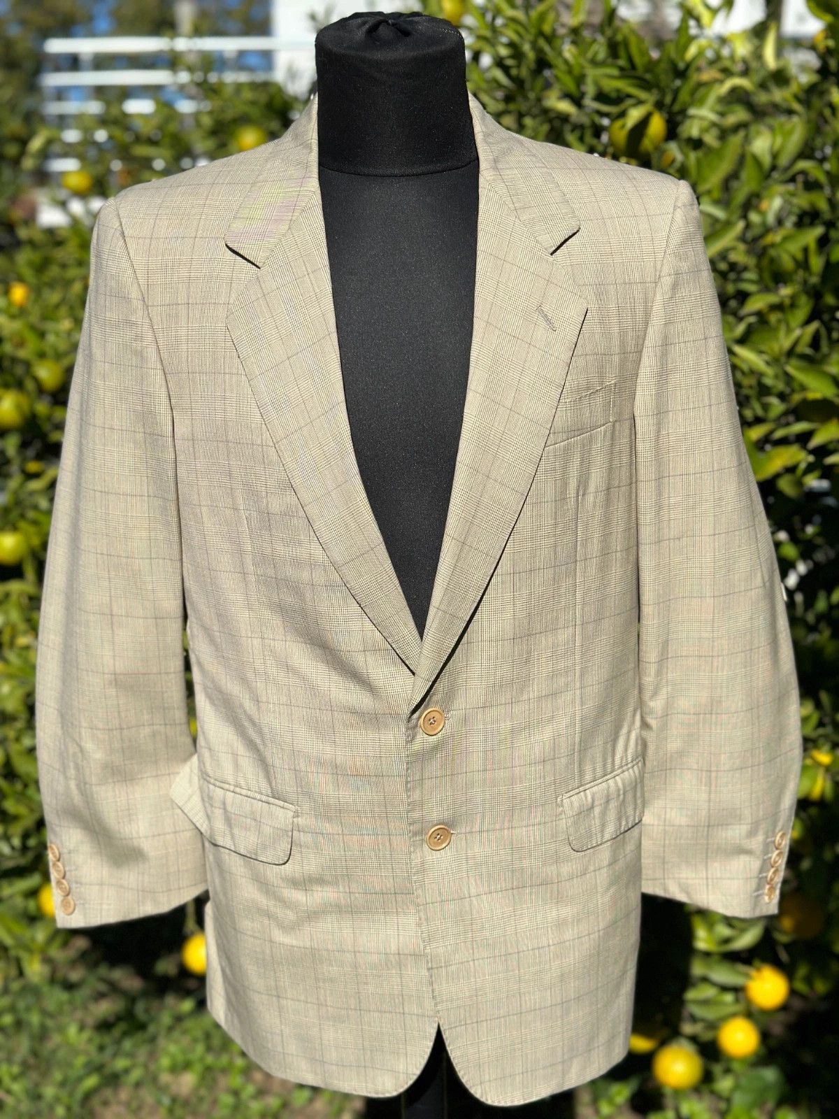Gucci Gucci Vintage Blazer IT 46 Beige Glen Check 2-Button Size 46R - 4 Thumbnail