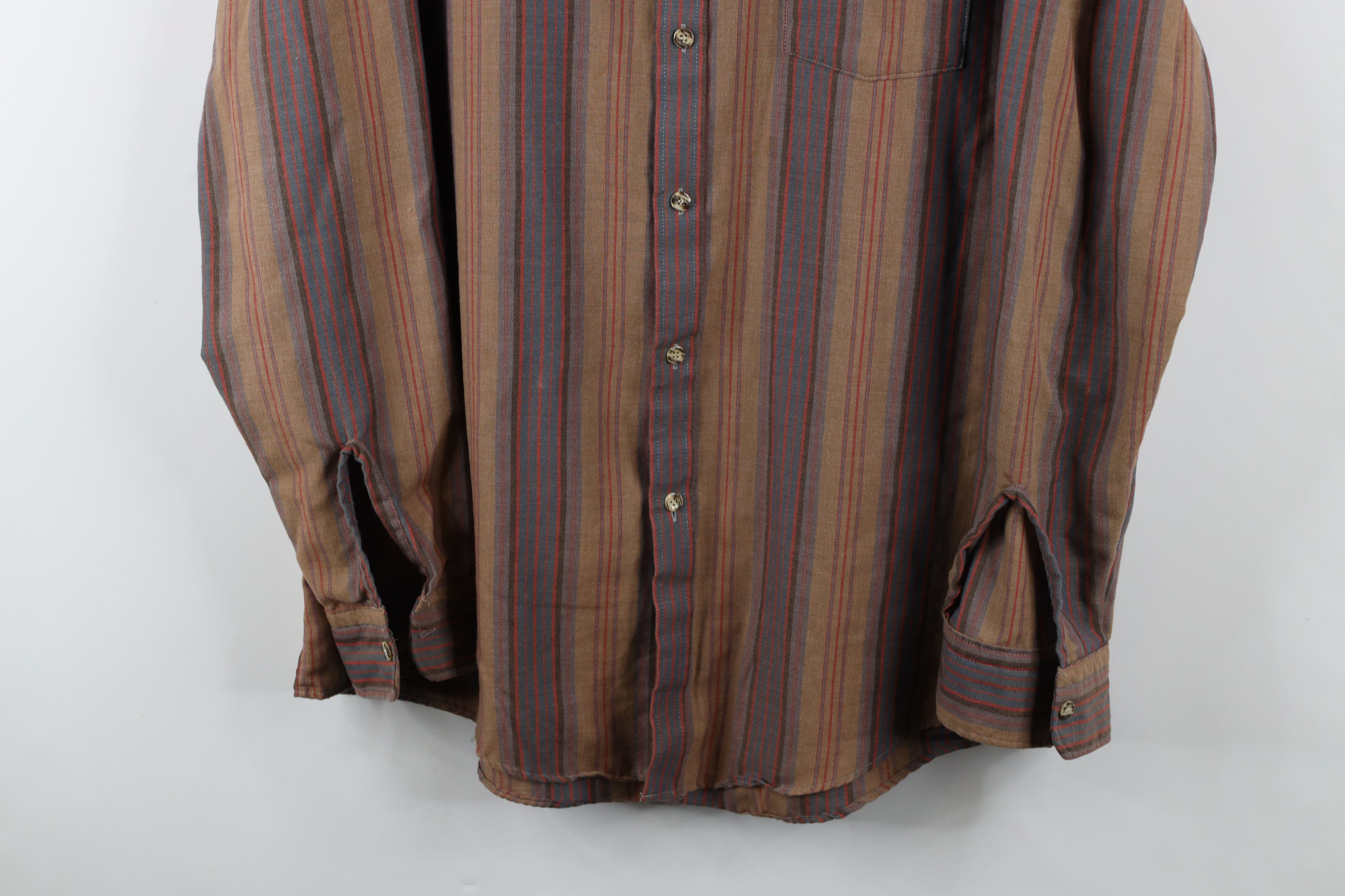 Vintage Vintage 90s Streetwear Earth Tone Striped Button Down Shirt Size US XL / EU 56 / 4 - 3 Thumbnail