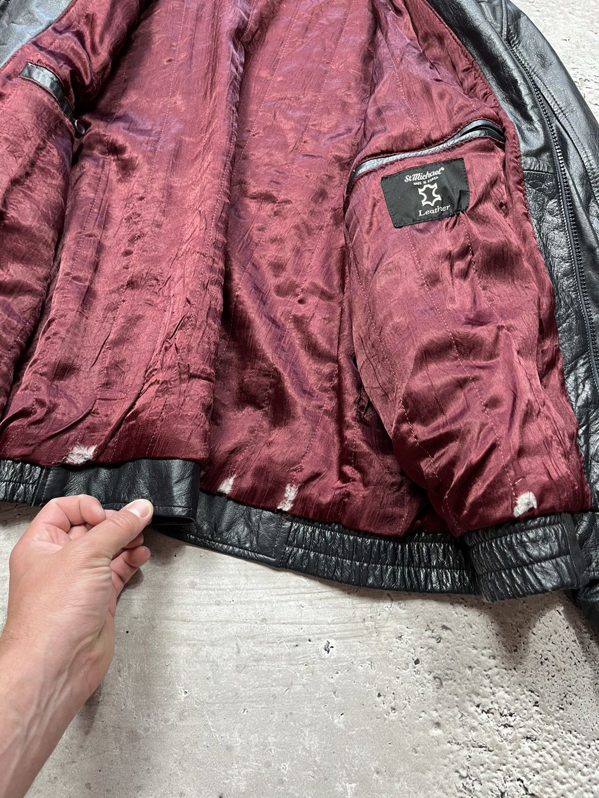 Leather × Vintage Vintage St Michael Leather Bomber Jacket Korea Black Retro Size US XL / EU 56 / 4 - 13 Thumbnail