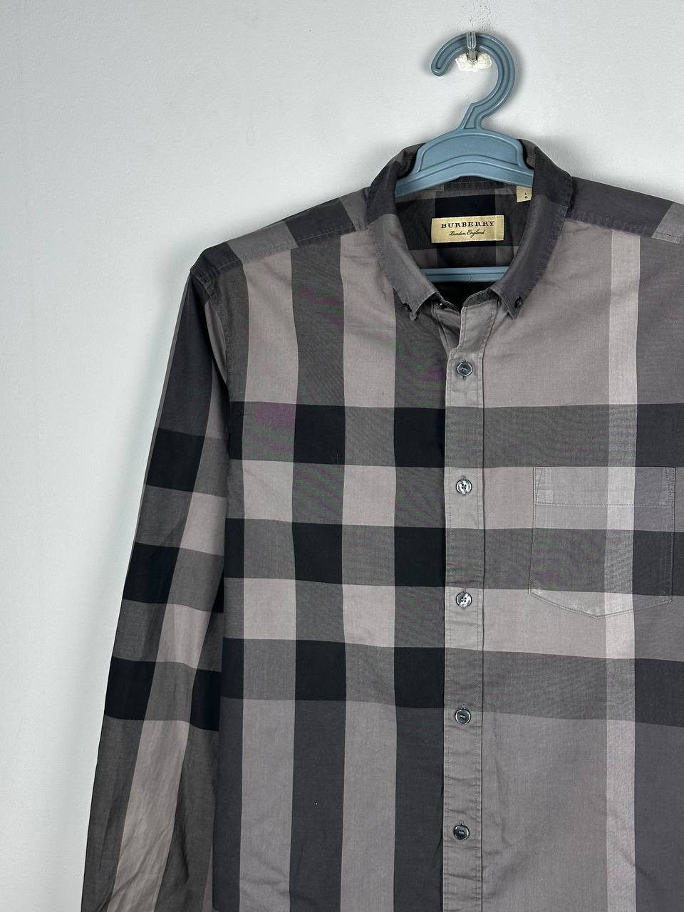 Burberry Luxury Burberry Nova Check Dark Long Sleeve Shirt Size US L / EU 52-54 / 3 - 3 Thumbnail