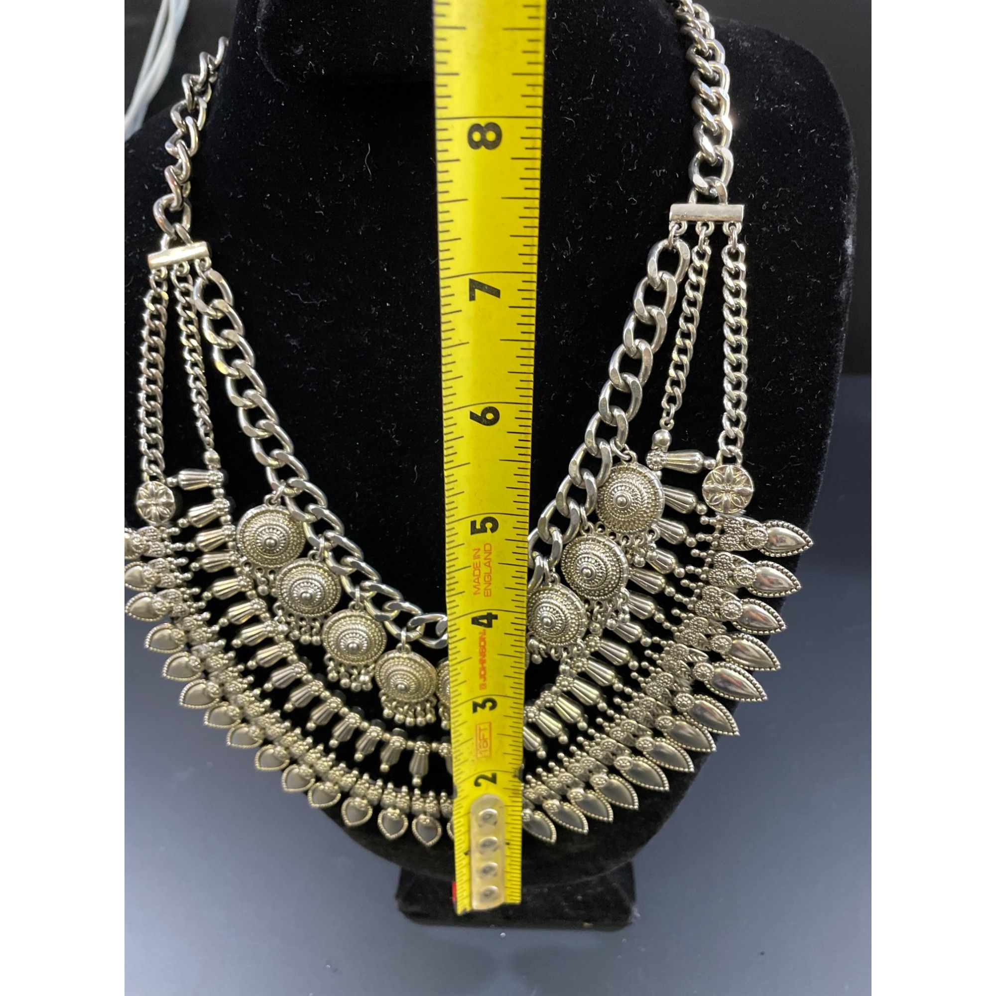 Other Vintage Women's Silvertone Bib Chain 3 layers Coin & Fringed Size ONE SIZE - 7 Thumbnail