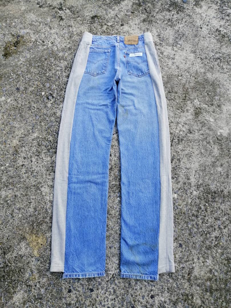 Levi's × Levi's Vintage Clothing Levi's 505 Regular Fit Straight Leg Custom Nike Pants Jeans Size US 30 / EU 46 - 10 Thumbnail