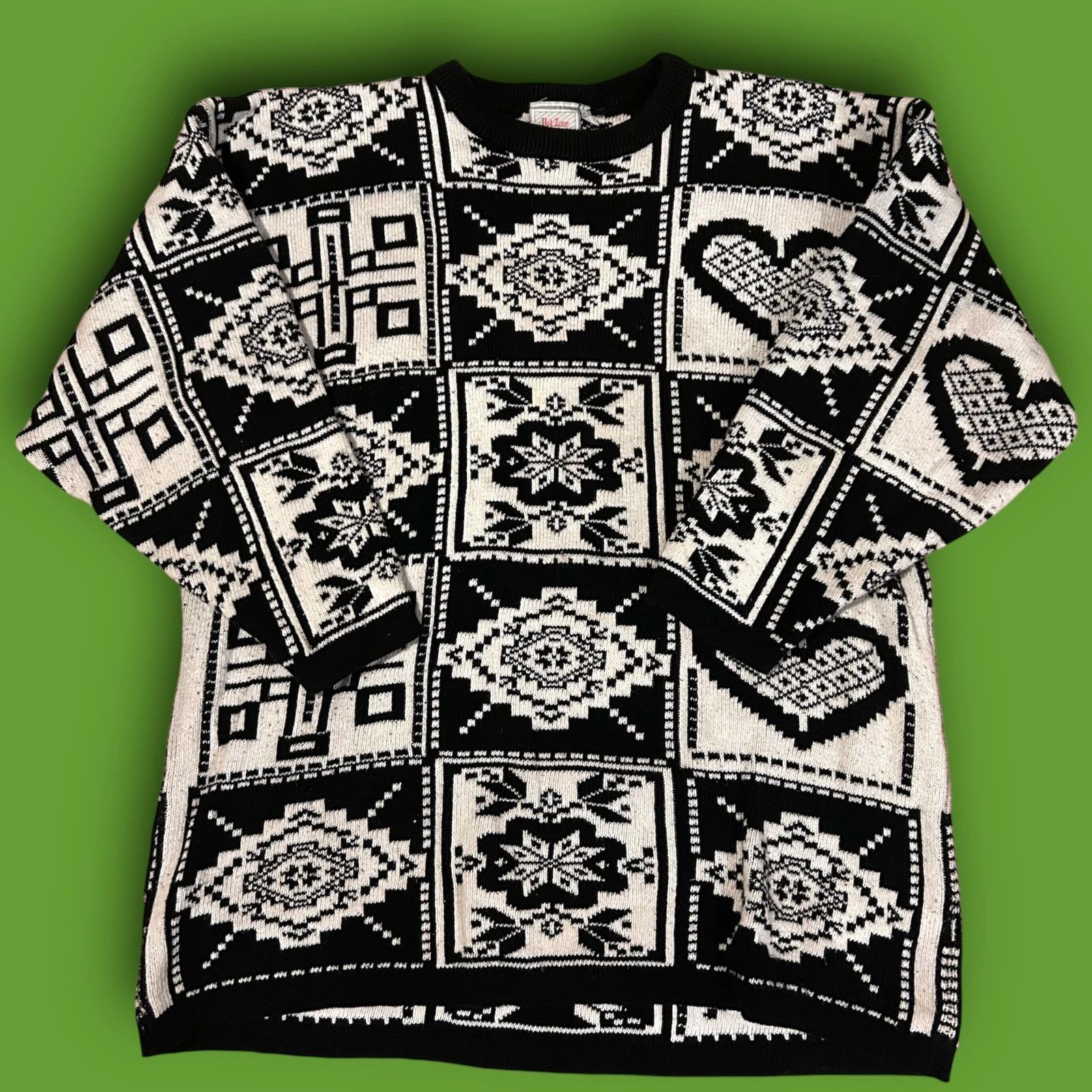 Vintage Vintage 80s Cottagecore Black and White Jumper Size US M / EU 48-50 / 2 - 1 Thumbnail