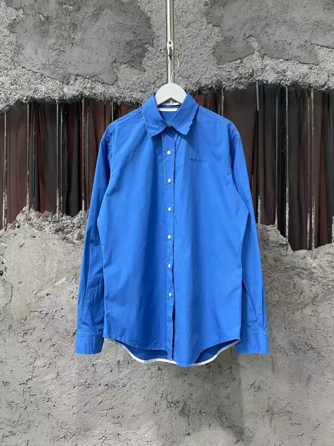 Miu Miu miumiu blue long sleeve shirt size 36 Size S / US 4 / IT 40 - 1 Thumbnail