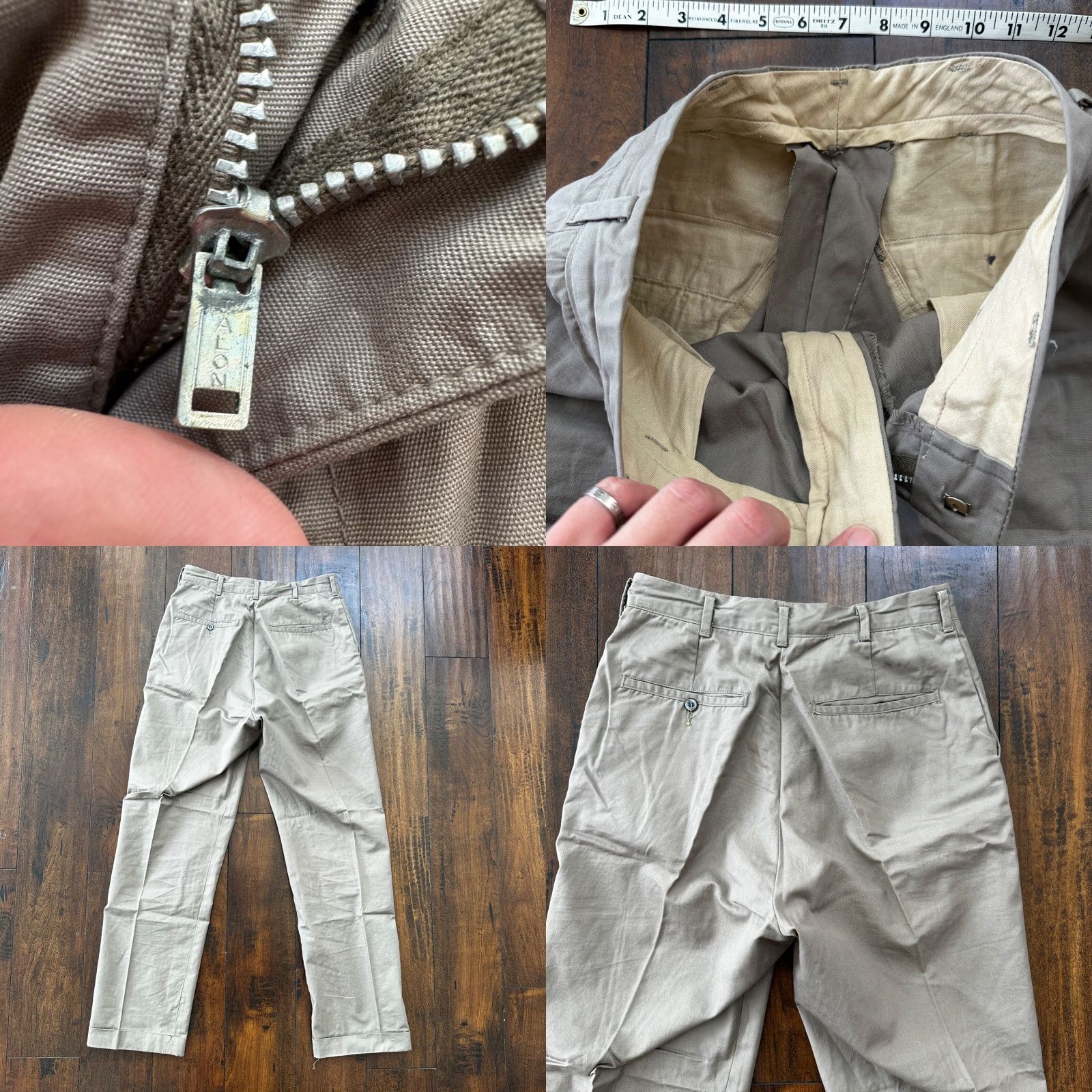 Vintage VTG 1960s Brown Dress Pants Trousers 26x29 Flat Front High Waist Straight Leg Military Cotton Men's Slacks Nightwear? Wait. Size US 26 / EU 42 - 8 Thumbnail