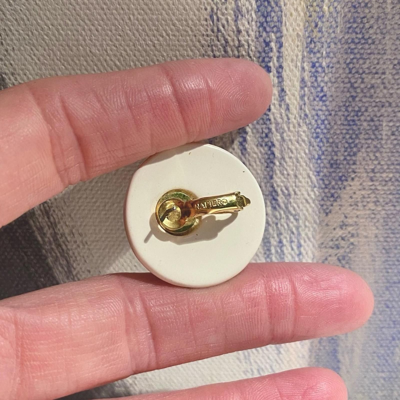 Other RARE Vintage 1980s NAPIER Geometric Enamel Button Earrings Size ONE SIZE - 2 Thumbnail