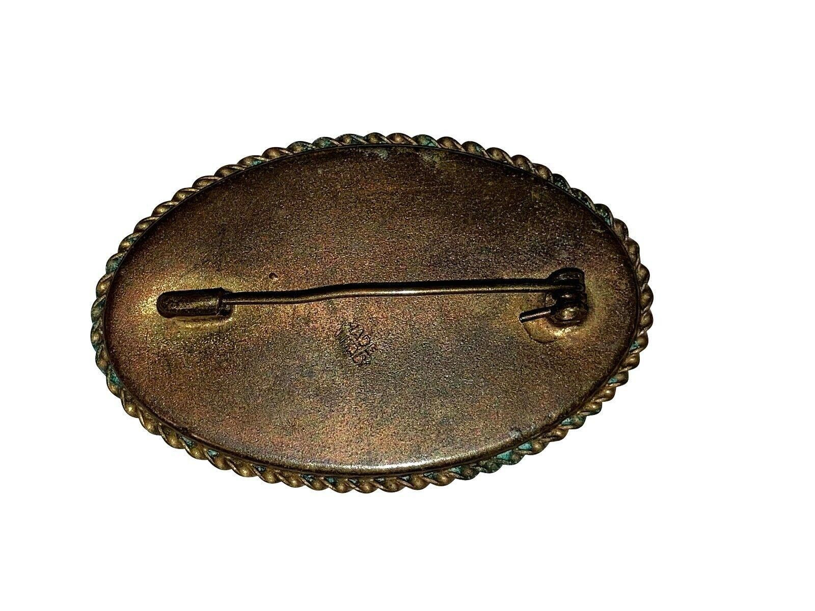 Designer Victorian Brass Blue Mosaic Oval Pin Size ONE SIZE - 3 Thumbnail