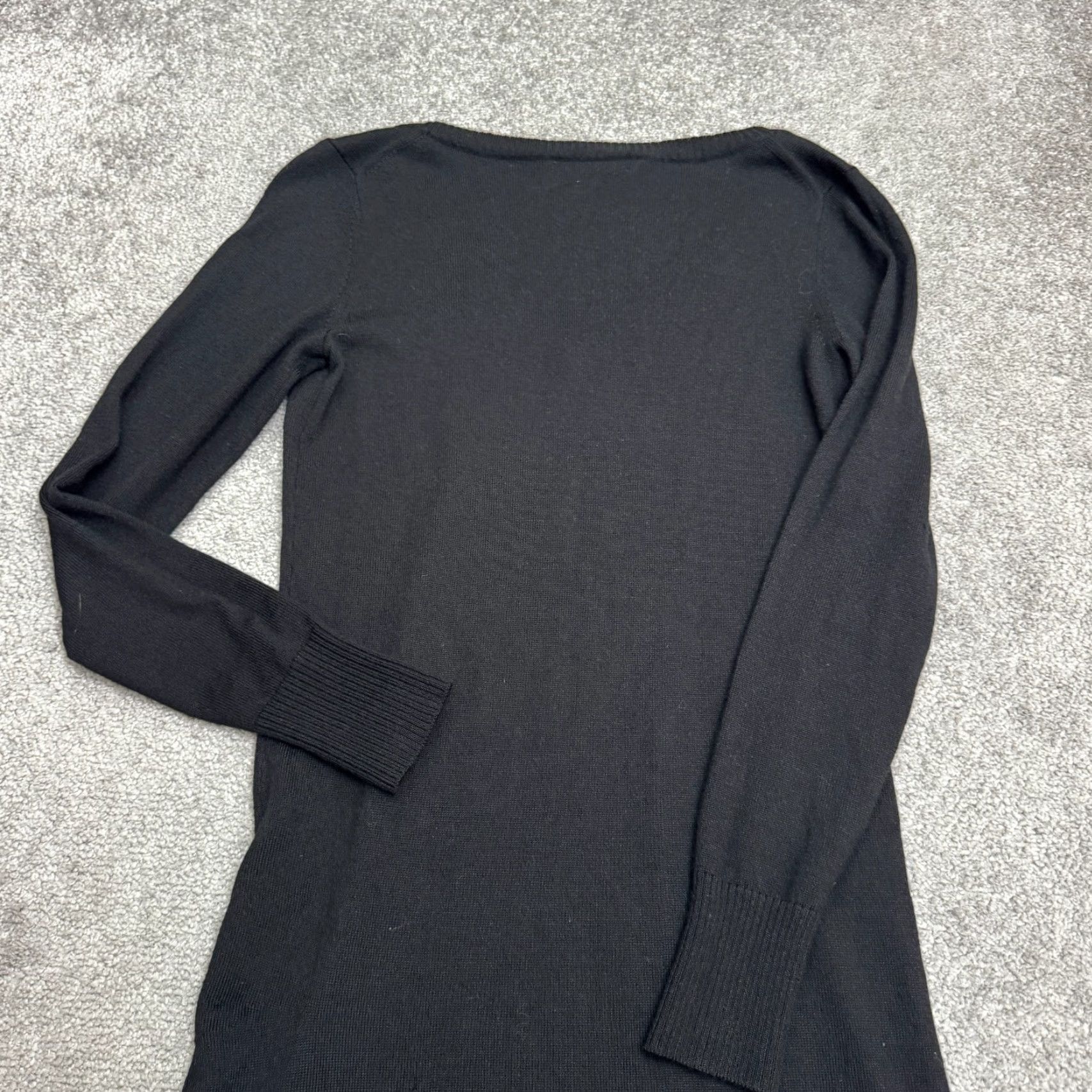 Banana Republic Banana Republic Sweater Dress Women Small Black Merino Wool Ruched Zipper Knit Midi Dress - Classic, Designer, knit, sweater dress Size S / US 4 / IT 40 - 3 Thumbnail
