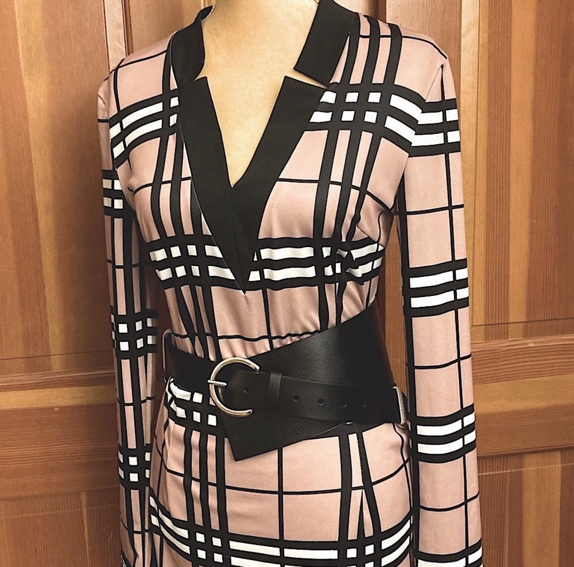 Designer NWT, Lavishly Paris Belted Fall Season Plaid Design Dress Size M / US 6-8 / IT 42-44 - 14 Thumbnail