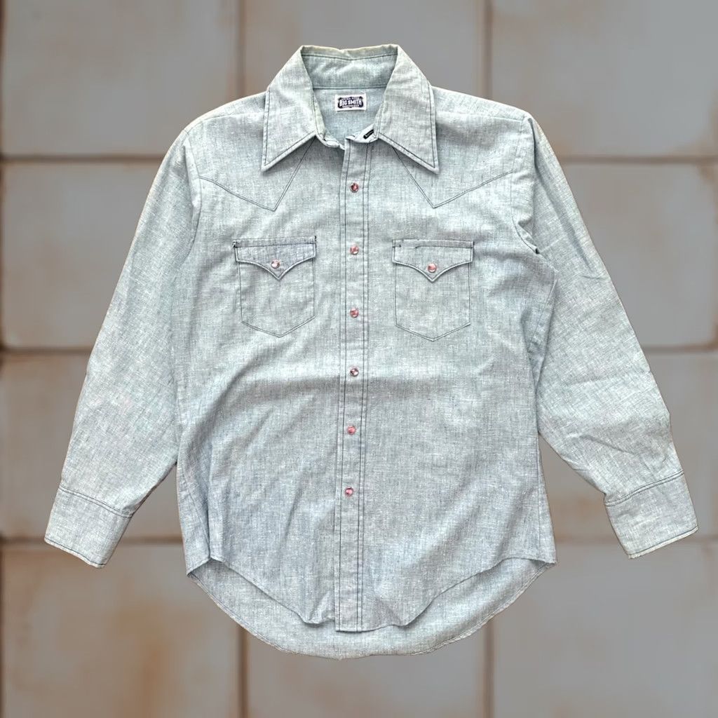 Vintage VINTAGE Big Smith Chambray Button Up Shirts Sanforized 70s L Long Sleeve Mens Mens Size US L / EU 52-54 / 3 - 1 Thumbnail