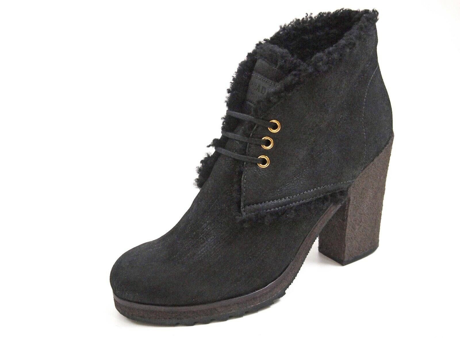 Prada Prada Fur Trimmed High Heel Booties Black Suede US 7 EU 37 Size US 7 / IT 37 - 1 Thumbnail
