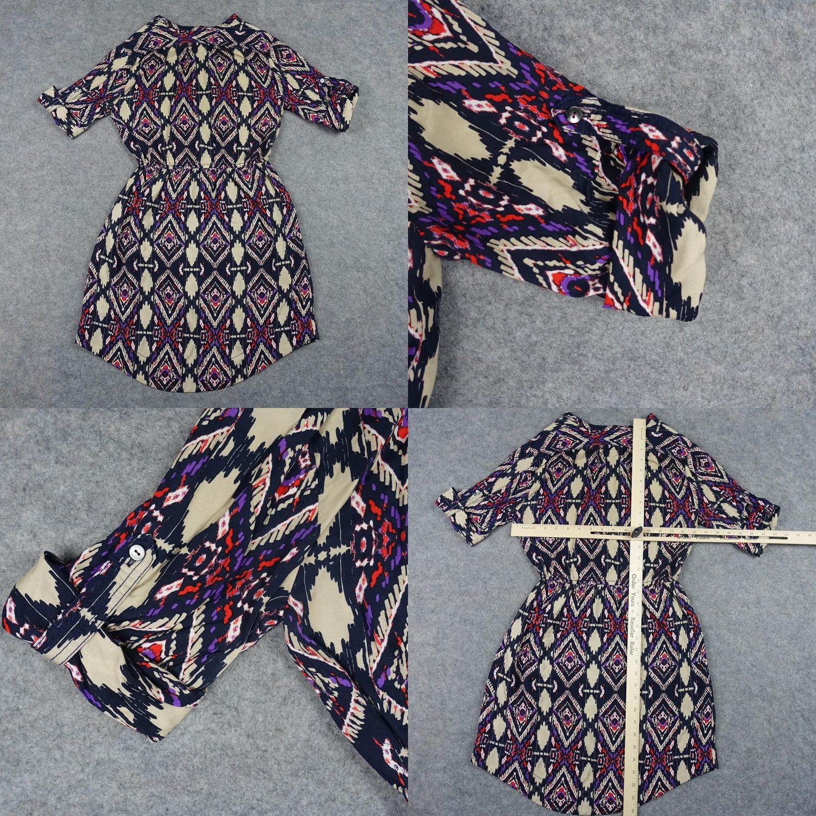 Anthropologie Holding Horses Dress Womens 0 Black Boho Tribal Rayon Shirt Dress Pockets 3/4 Sleeve Short Vintage No Womens Size XS / US 0-2 / IT 36-38 - 8 Thumbnail