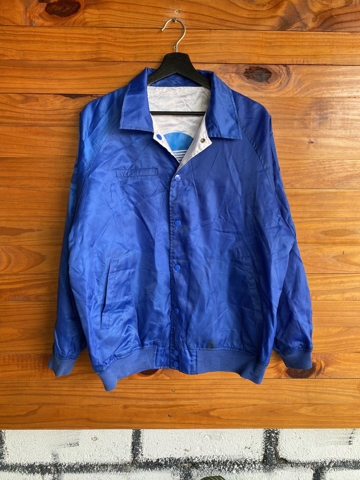 Japanese Brand Vintage Konica Minolta Satin Coach Jacket Blue White Logo Size US L / EU 52-54 / 3 - 5 Thumbnail