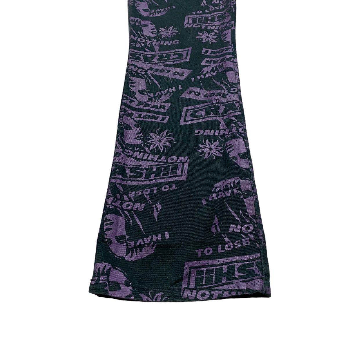 Hysteric Glamour 'Rimsby Field Crash' Nothing To Lose Graphic Flare Pants Size 29" - 8 Thumbnail