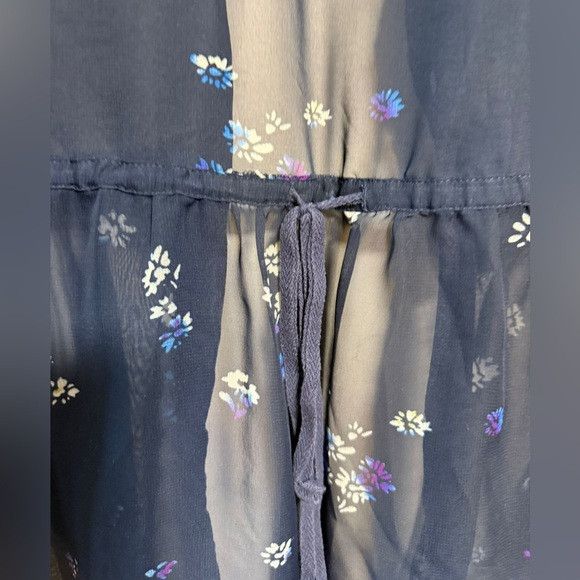 Free People Free People Sheer Navy Floral Button-Down Blouse – Sz M Size M / US 6-8 / IT 42-44 - 10 Thumbnail