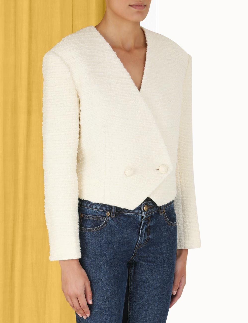 Zimmermann oc11z0225 Luminosity Cropped Blazer in Ivory Size XL / US 12-14 / IT 48-50 - 5 Thumbnail