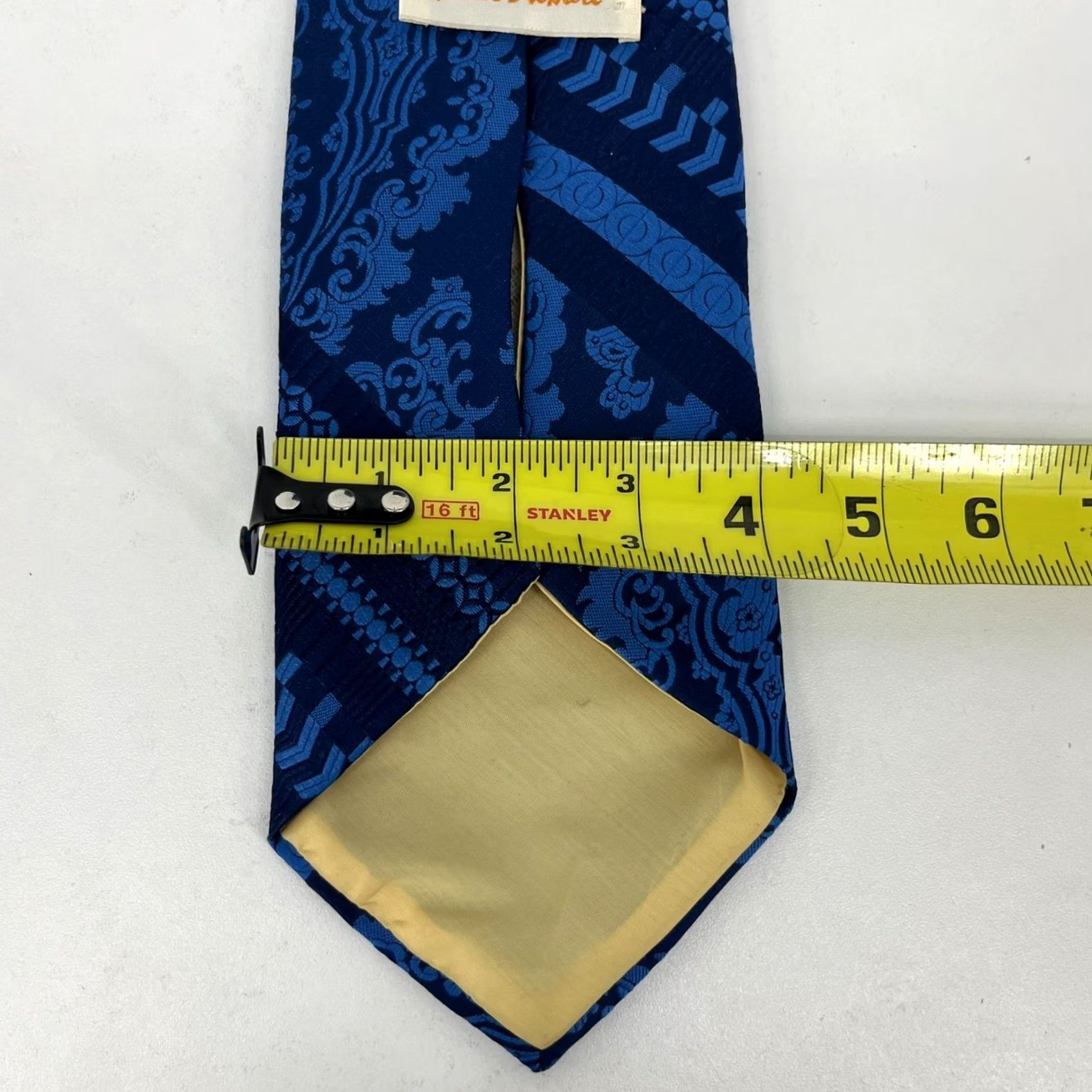 Vintage Robert Stewart Tie Men's One Size Blue Vintage 57"-60" Polyester Geometric Abstract Logo Pattern Designer Neckwear Size ONE SIZE - 6 Thumbnail