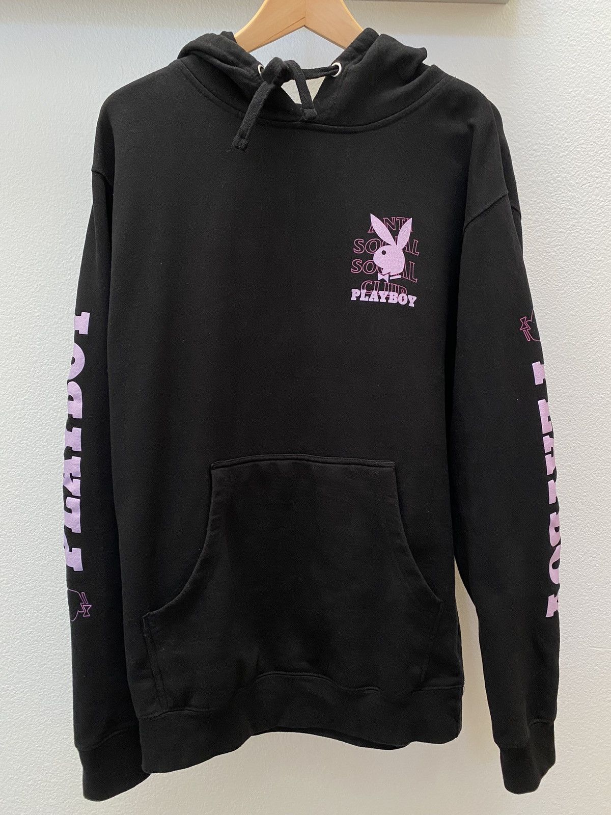 Playboy Anti Social Social Club x Playboy Bunny Black Hoodie Medium Grailed