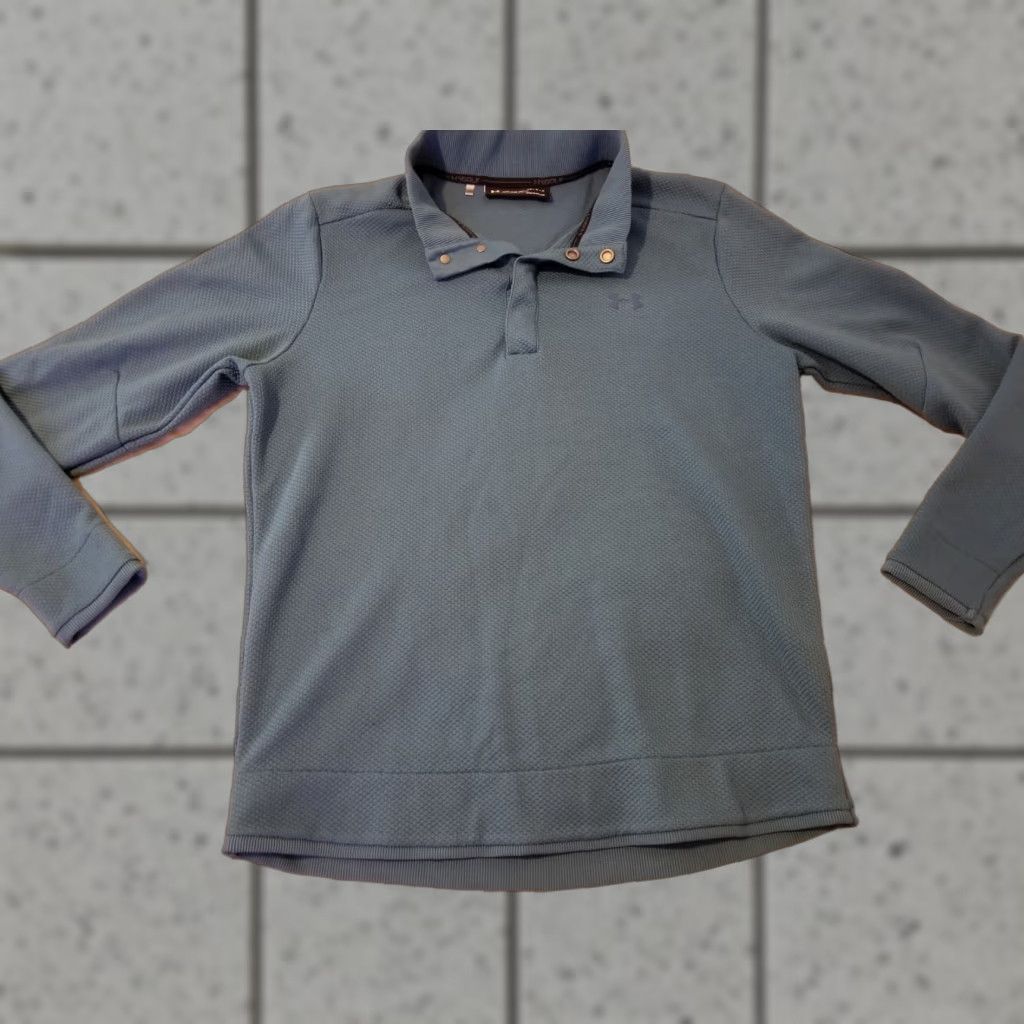 Under Armour Under Armour Polo Sweater Mens L Blue Athletic Golf Shirt Pullover Mock Neck Long Sleeve Size US L / EU 52-54 / 3 - 1 Thumbnail