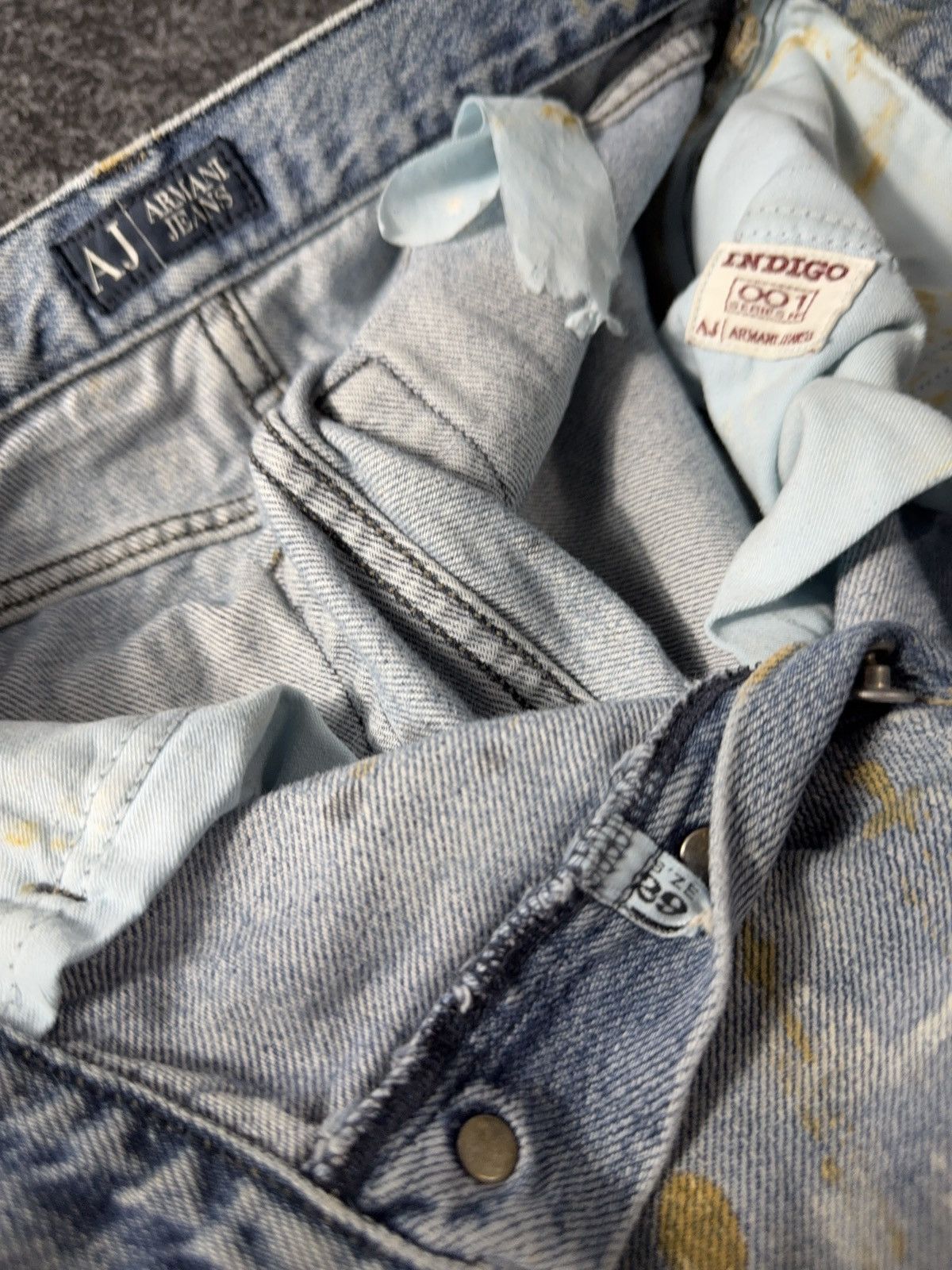 Armani × Vintage Vintage 90s Distressed Armani Jeans Baggy Pocket Logo Size 29" - 9 Thumbnail