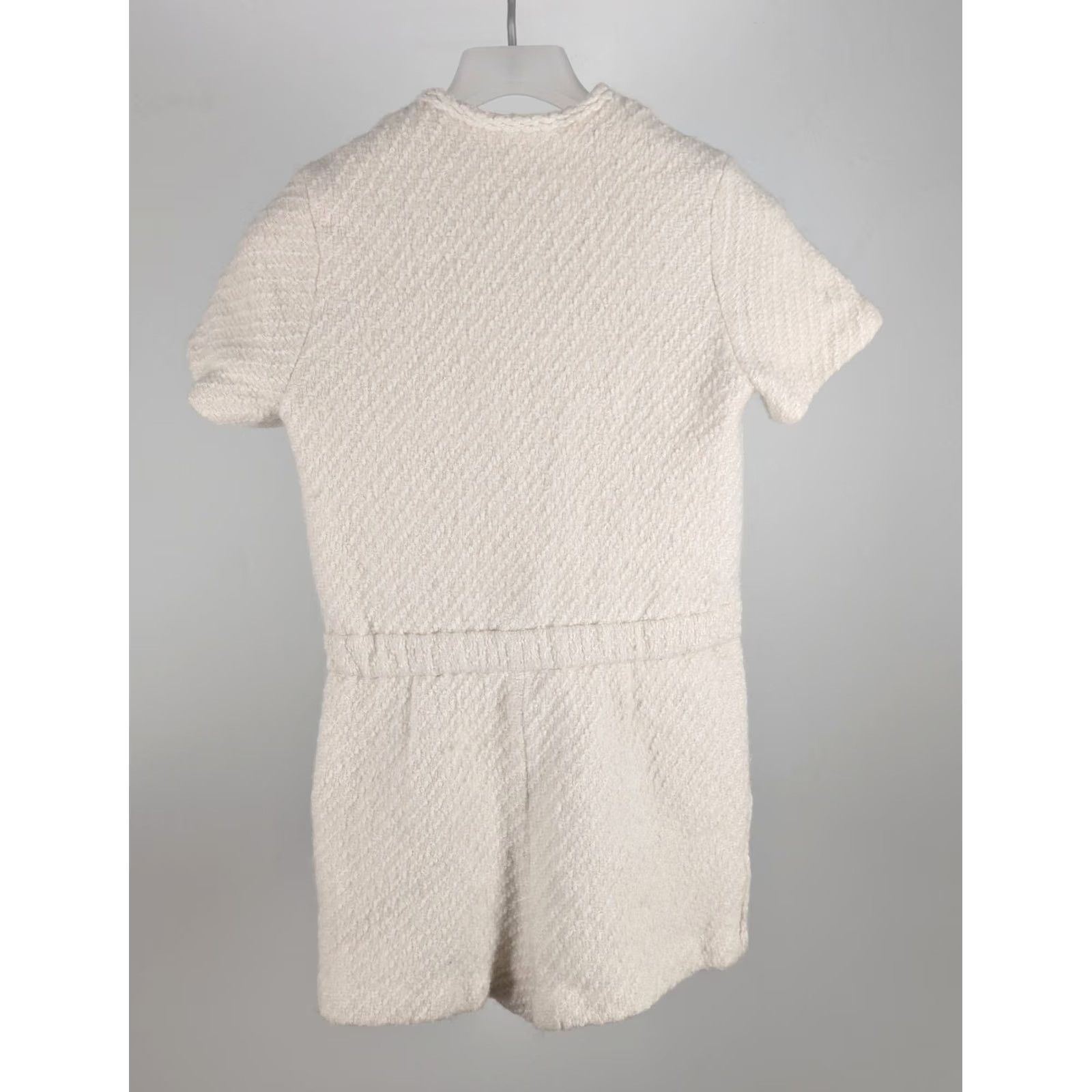 Maje Maje Jumpsuit Tweed Boucle Ecru Short Sleeve XS Gold Crest Buttons Braided Trim One Piece Fashion Women 2021 XP Size 26" / US 2 / IT 38 - 3 Thumbnail