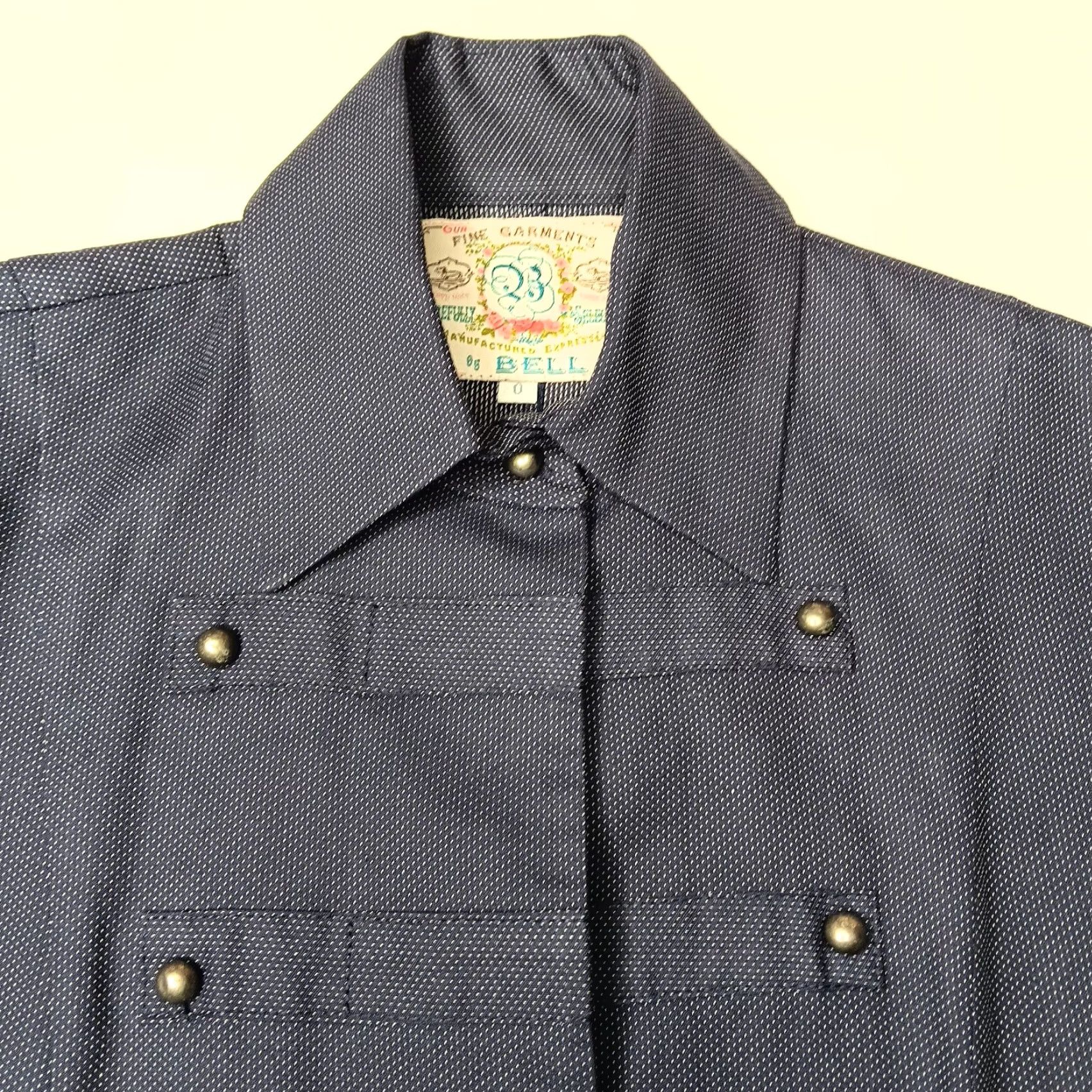 Bell VINTAGE Fine Garments by Bell Military Blue Polka Dot Shirt Dress Size 0 Womens Size XS / US 0-2 / IT 36-38 - 3 Thumbnail