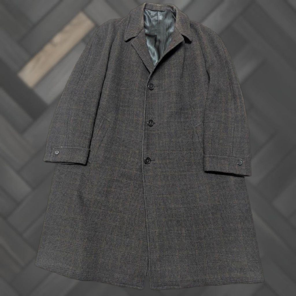Hart Schaffner Marx VINTAGE USA made 1950s OVERCOAT Hart Schaffner Marx WOOL brown plaid 2XL Coat Men 48 Long Tuscan Velour Vintage Size US XXL / EU 58 / 5 - 1 Thumbnail