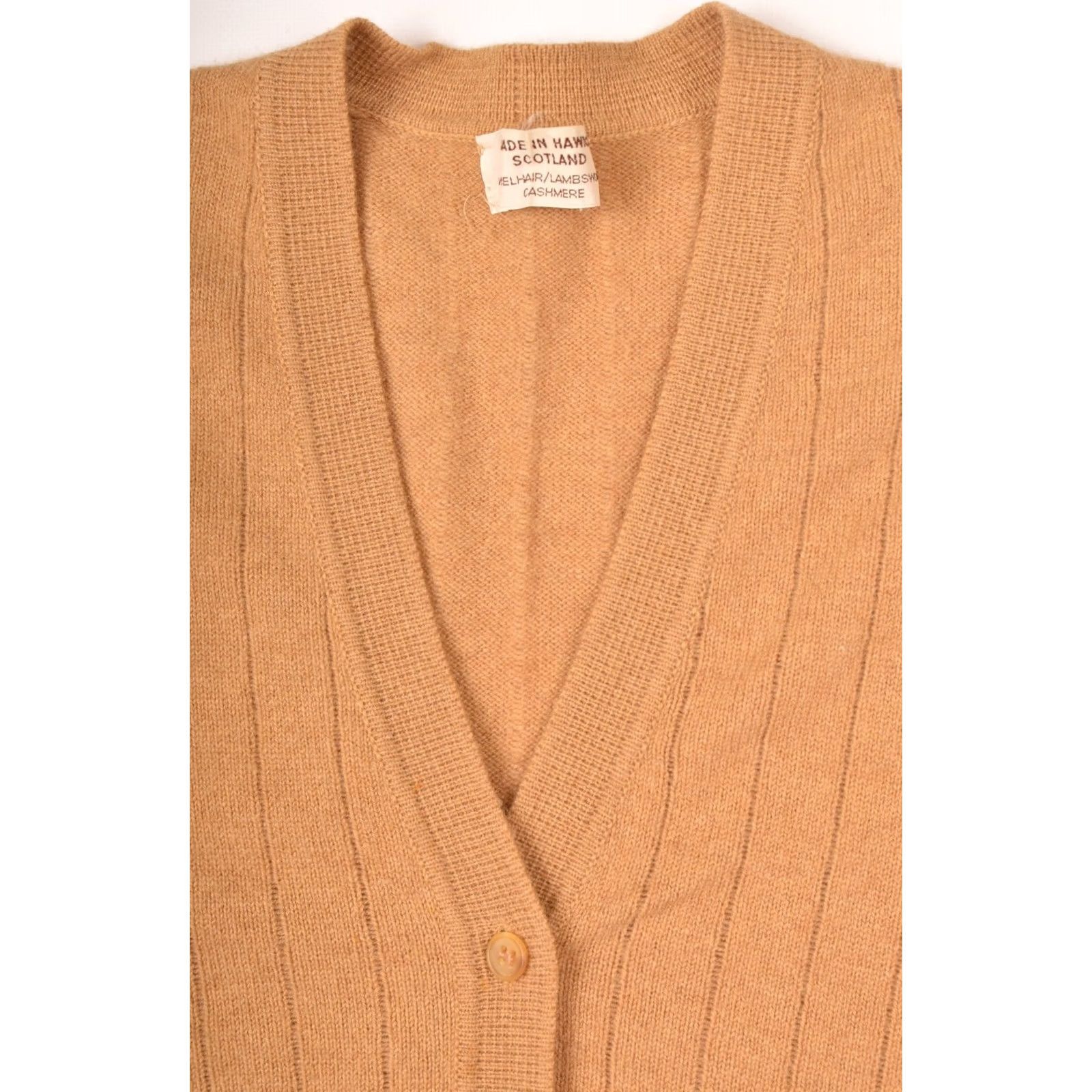 Vintage Hawick Cardigan Sweater Beige Size 42 Women Camelhair Lambswool Cashmere Wool Scotland Size M / US 6-8 / IT 42-44 - 4 Thumbnail