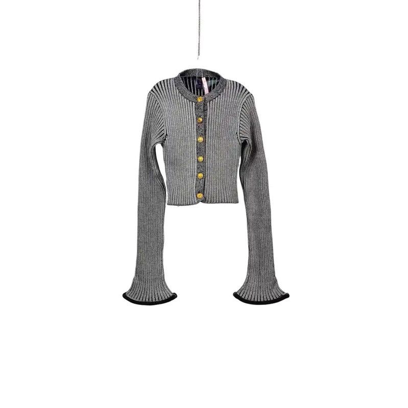 Louis Vuitton Gray Knitted Flare Sleeve Cardigan 0089