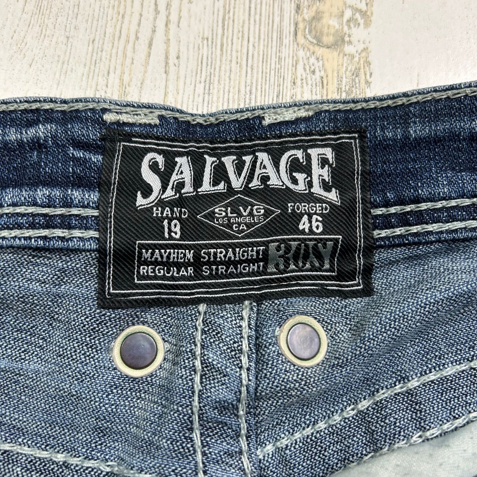 Salvage Salvage Distressed Mayhem Straight Denim Jeans Size US 32 / EU 48 - 4 Thumbnail