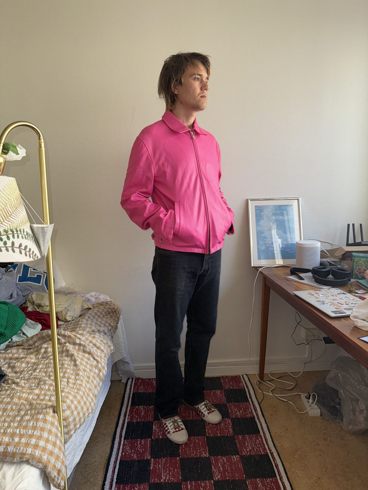 Acne Studios Acne Studios Pink Leather Jacket Size US M / EU 48-50 / 2 - 1 Thumbnail