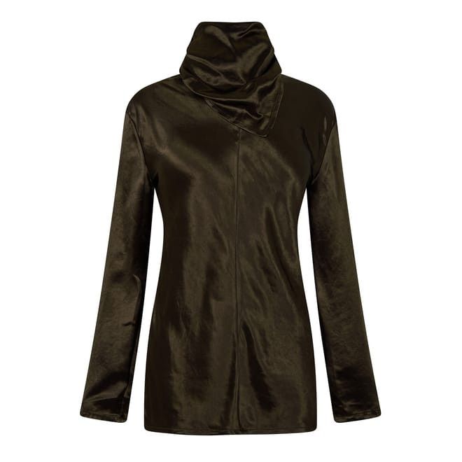 Bottega Veneta Bottega Veneta Cowl Neck Long Sleeve Blouse in Green Size S / US 4 / IT 40 - 1 Thumbnail