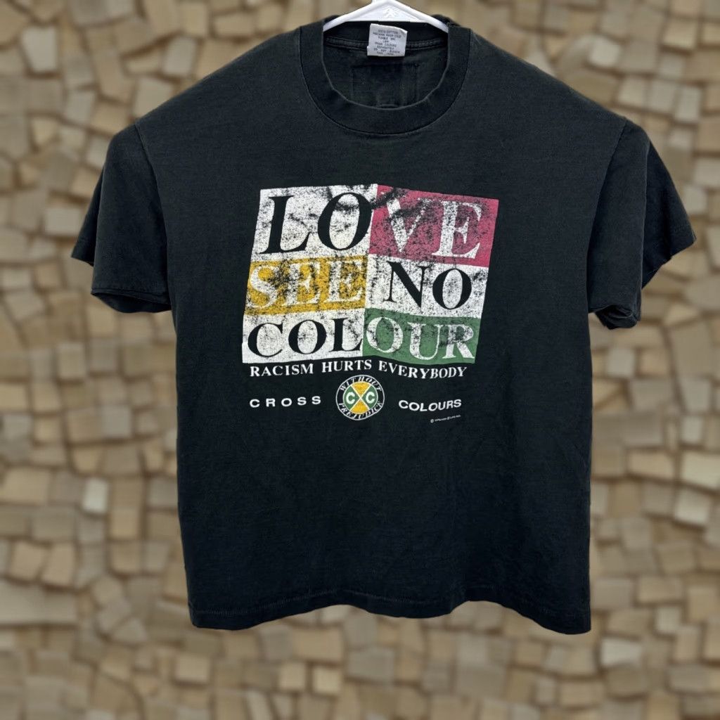 VINTAGE Cross Colours T Shirt XL Black Crew Neck Short Sleeve Men