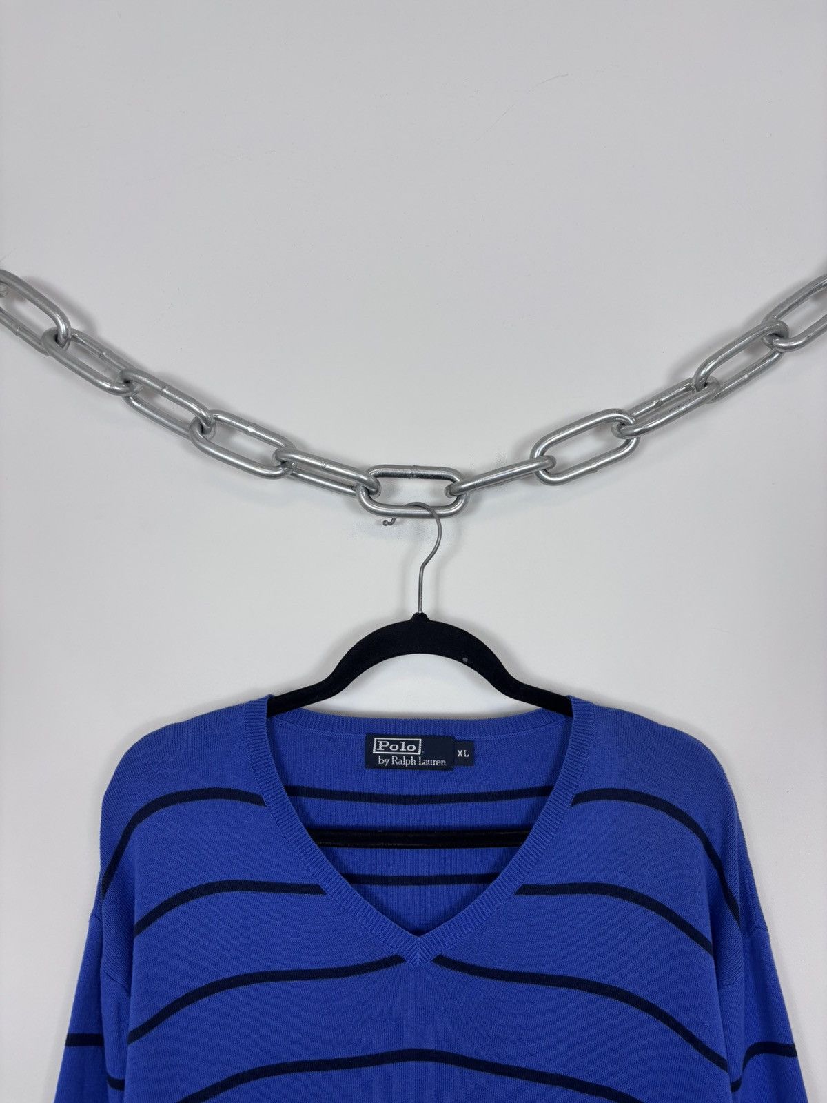 Polo Ralph Lauren Polo Ralph Lauren Men’s Blue Striped V-Neck Sweater Size US XL / EU 56 / 4 - 3 Thumbnail
