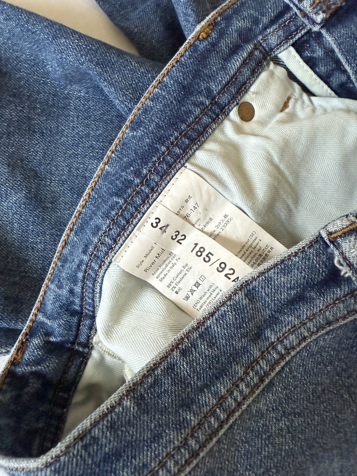 Acne Studios Acne Studio River Floragatan Denim Mid Blue Slim Tapered Size US 34 / EU 50 - 13 Thumbnail