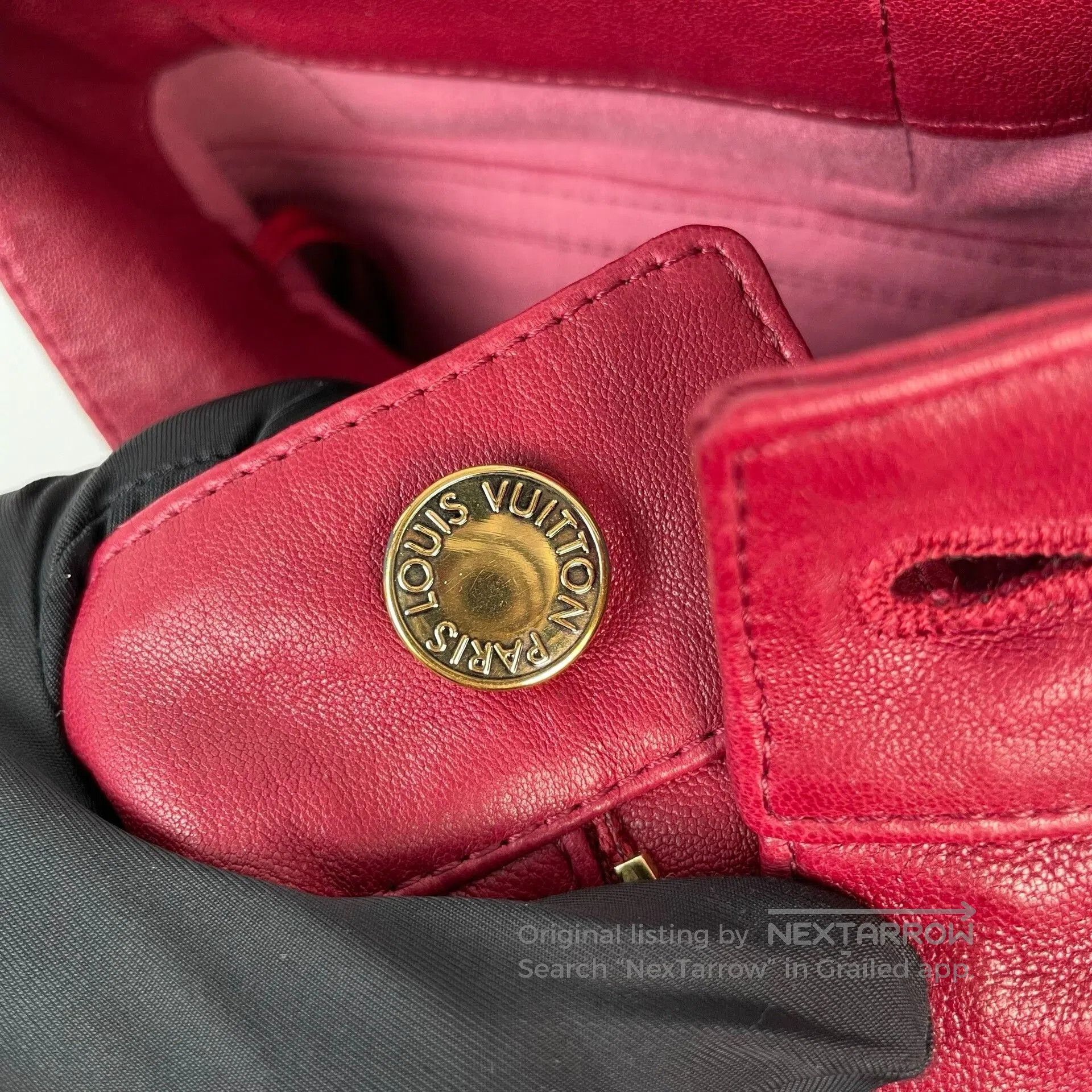 Louis Vuitton Louis Vuitton Red Long Gold Zip Leather Pants. Size 33" - 3 Thumbnail
