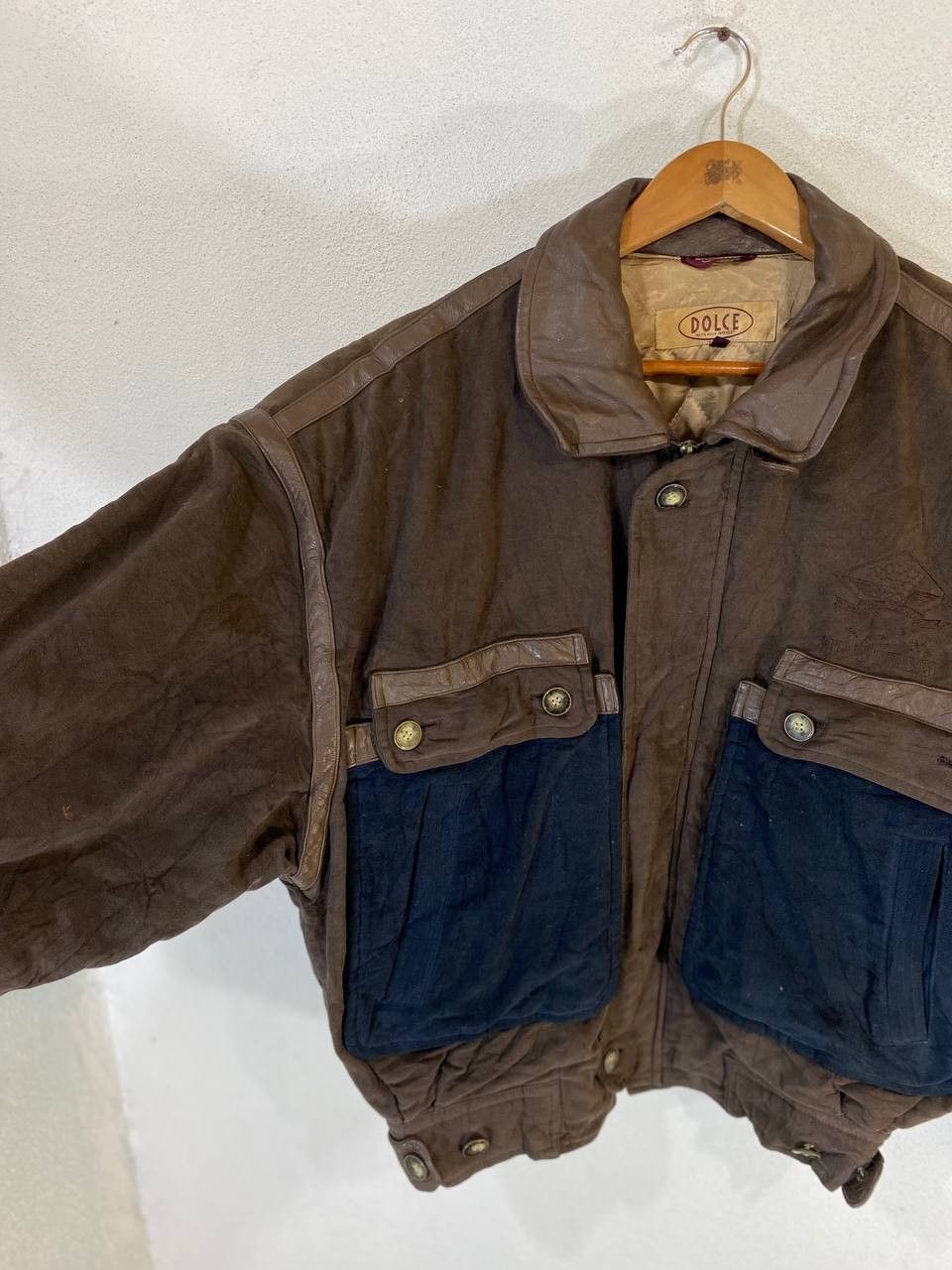 Vintage vintage dolce partially leather jacket nice design Size US XL / EU 56 / 4 - 3 Thumbnail