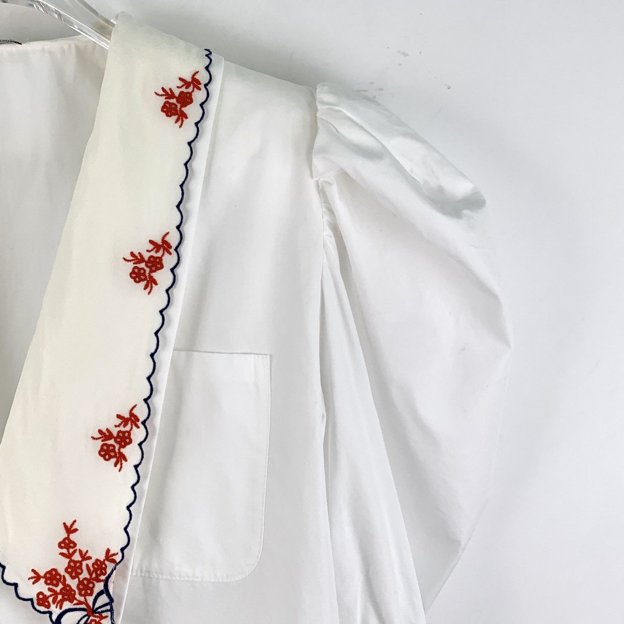 Miu Miu Miu Miu White Embroidered Puff Short Sleeve Blouse K26WX Size M / US 6-8 / IT 42-44 - 3 Thumbnail