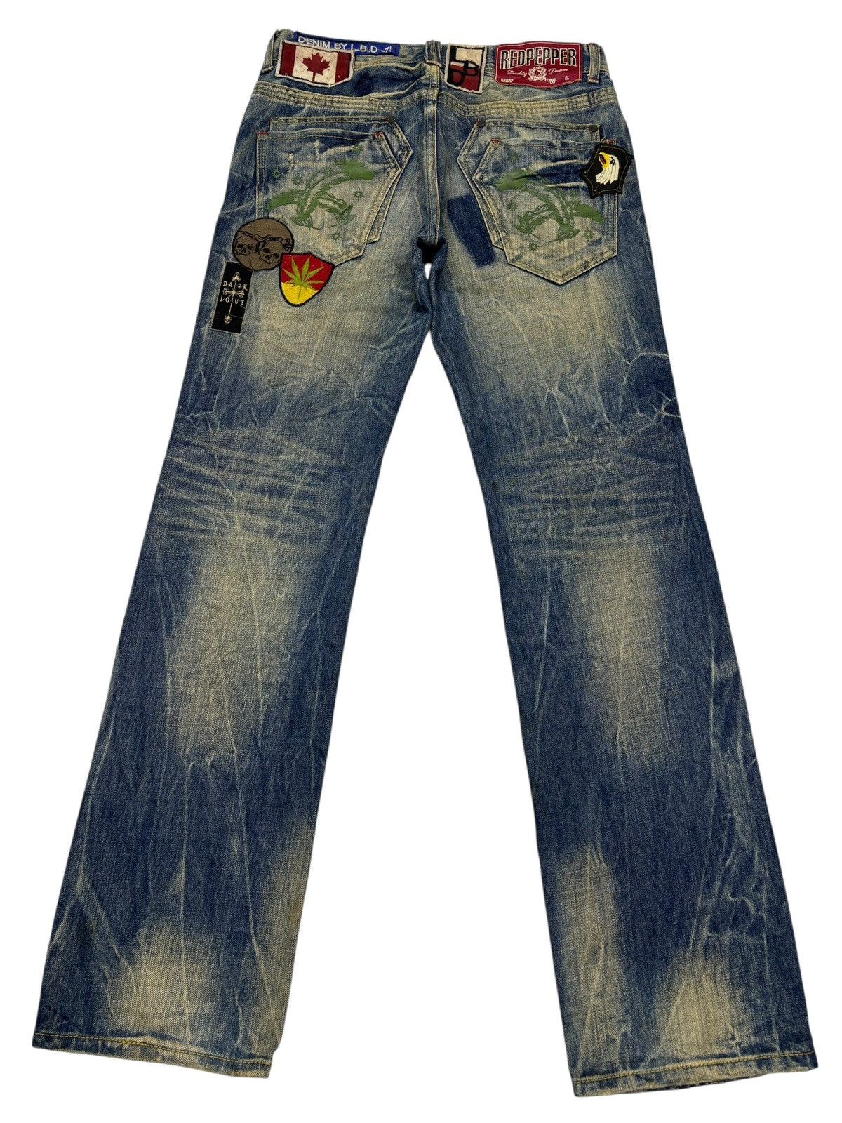 If Six Was Nine Rare Red Pepper Japan Patchwork Denim Jeans Size US 32 / EU 48 - 2 Thumbnail